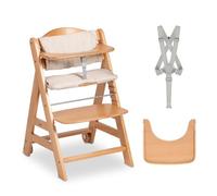 hauck Bet Wooden High Chair Set with Wheels, Tray & Seat Pad, Natural