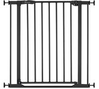 hauck Clear Step 2 Child Safety Gate (Width 75 to 80 cm) - Ultra Flat Threshold, No Drilling, Bilateral Opening with 1 Hand, Manual Locking, Black Metal