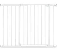Hauck Clear Step 2 Stair Safety Gate with 21 cm Extension for Widths 96-101 cm, Ultra Flat Threshold, No Drilling, One-Handed Double-Sided Opening, Metal (White)
