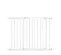 Hauck Clear Step 2 Stair Safety Gate with 21 cm Extension for Widths 96-101 cm, Ultra Flat Threshold, No Drilling, One-Handed Double-Sided Opening, Metal (White)