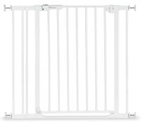 Hauck Clear Step 2 Stair Safety Gate with 9 cm Extension for Widths 84-89 cm, Ultra Flat Threshold, No Drilling, One-Handed Double-Sided Opening, Metal (White)