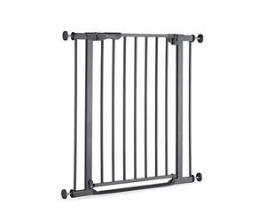 hauck Clear Step Autoclose 2 Stair Safety Gate, for Widths 75-80 cm, Ultra Flat Threshold, Automatic Closing Mechanism, No Drilling, One-Handed Opening, Metal, Dark Grey