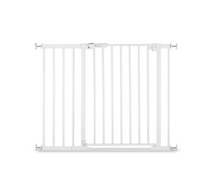 hauck Clear Step Autoclose 2, White - Safety Gate Stair Door 96-101 cm, Child Safe Barrier with Flat Entry, Door Gate with Auto Close, 1 Hand Opening, No Drilling, Indoor Only