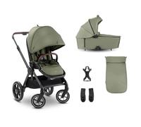 Hauck Comfort N Care Set, Olive - 2-in-1 Pushchair with Rubber Wheels, Baby Carrycot with Memory Buttons, Reversible Reclining Seat up to 22 kg, Leg Cover, Drink Holder, Suspension