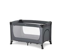 hauck Dream N Play Plus, Grey - Travel Cot for Babies & Toddlers with Small Hatch, Travel Bag, Lightweight, Fast & Compact Folding, 120cm x 60cm, from Birth up to 15 kg