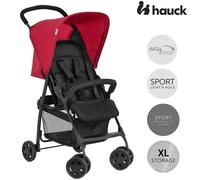 Hauck Lightweight Pushchair Buggy Pram Stroller with XL Basket & Sun Canopy- Red