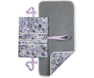 Hauck Nappy Bag with Changing Mat Change N Walk for on The go, Baby Changing Bag Organiser, Changing Bag with Loop for Pram Handle, Changing Clutch, Wipe Clean (Floral Grey)