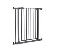 hauck Open N Stop 2, Dark Grey - Pressure Fit Baby Gate 75-80 cm for Doors and Stairs, Closes Manually, Opens to Both Sides with One Hand, Metal, Mounting Accessories Included