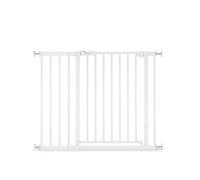 hauck Open N Stop 2 Set with 21cm Extension, White - Pressure Fit Baby Gate 96-101 cm for Doors & Stairs, Closes Manually, Opens to Both Sides with One Hand, Metal, Mounting Accessories Included