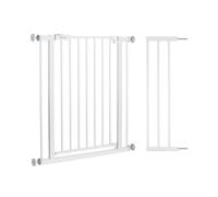 hauck Open N Stop 2 Set with 21cm Extension, White - Pressure Fit Baby Gate 96-101 cm for Doors & Stairs, Closes Manually, Opens to Both Sides with O