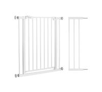 hauck Open N Stop 2 Set with 21cm Extension, White - Pressure Fit Baby Gate 96-101 cm for Doors & Stairs, Closes Manually, Opens to Both Sides with One Hand, Metal, Mounting Accessories Included