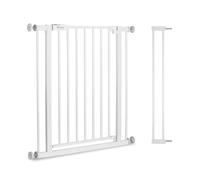 hauck Open N Stop 2 Set with 9cm Extension, White - Pressure Fit Baby Gate 84-89 cm for Doors and Stairs, Closes Manually, Opens to Both Sides with O