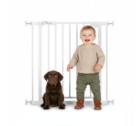 hauck Open N Stop 2, White - Pressure Fit Baby Gate 75-80 cm for Doors & Stairs, Closes Manually, Opens to Both Sides with One Hand, Metal, Mounting