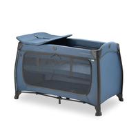 hauck Play N Relax Center, Blue - Travel Cot Set with Changing Mat, Newborn Height, XL Hatch, Wheels, Side Pocket and Travel Bag, Fast and Compact Folding, from Birth up to 15 kg, 120cm x 60cm