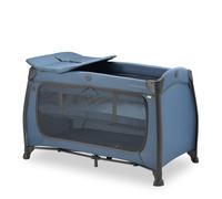 hauck Play N Relax Center, Dark Blue - Travel Cot Set with Changing Mat, Newborn Height, XL Hatch, Wheels, Side Pocket & Travel Bag, Fast & Compact Folding, from Birth up to 15 kg, 120cm x 60cm