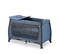 hauck Play N Relax Center, Dark Blue - Travel Cot Set with Changing Mat, Newborn Height, XL Hatch, Wheels, Side Pocket & Travel Bag, Fast & Compact Folding, from Birth up to 15 kg, 120cm x 60cm