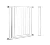 hauck Pressure Fit Baby & Dog Gate Inclusive 9 cm Extension White | Adjustable Width 84-89 cm with Ajdusting Screws No Drilling, One-Hand & Two-Way Opening, Easy Install Indoor Door Gate