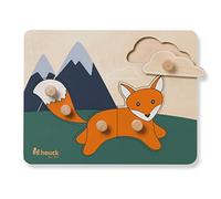 hauck Puzzle N Sort, Fox - Jigsaw Baby Puzzle 1+ Year Old with Knobs, Early Development & Activity Toy Trains Hand Eye Coordination, Educational Puzzle Made of FSC® Certified Wood
