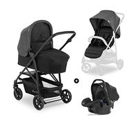 Hauck Rapid 4 Trioset Travel System, Grey - Pushchair - Pram, Carry Cot & Car Seat, Compact & Foldable, with Raincover