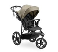 Hauck Runner 3 Olive 3 Wheel Baby Stroller with Large Air Wheels, Suspension, Handbrake, XL Canopy, Mesh Window, Lid Basket, Recliner, Cup Holder, Newborn to 22 kg