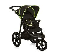 hauck Runner, Black / Neon Yellow - Robust All Terrain Pushchair with Raincover, XL Pneumatic Air Wheels, Reclining Backrest from Birth up to 22 kg, Height-Adjustable Handle, XL Mesh Window