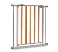 Hauck Safety Gate for Doors and Wood Lock 2 / Pressure Fit / 75 - 80 cm Large / Extendable with Separate Extensions / Metal and Wood / Grey