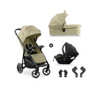 hauck Shop N Care Trio Set, Olive - Lightweight Pushchair (only 8.5 kg) with Snack Tray, Cup Holder & Raincover, Fully Reclining up to 22 kg, with Pram Unit & i-Size Car Seat from Birth