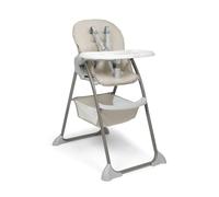 Hauck Sit N Fold, Beige - Lightweight Folding Baby High Chair for Babies from 6 Months up to 15 kg, Reclining Backrest, 5-Point Belt, Removable XL Tray, Storage Basket