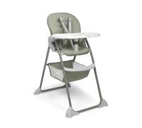 Hauck Sit N Fold, Sage Lightweight Folding Baby High Chair for Babies from 6 Months up to 15 kg, Reclining Backrest, 5-Point Belt, Removable XL Tray, Storage Basket