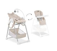 hauck Sit N Relax 2in1, Disney Winnie the Pooh Beige - Baby and Toddler Highchair with Toy Bar, Tray, Basket and Wheels from Birth up to 15 kg, Lightweight Foldable Fully Adjustable