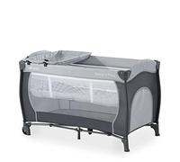 hauck Sleep N Play Centre, 7-part Folding Travel Cot from Birth to 15 kg, Bassinet and Changing Top, Folding Mattress and Wheels, Side Opening, 120 x 60 cm, Stone Grey