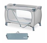 hauck Sleep N Play GO PLUS, Dusty Blue - Travel Cot for Babies and Toddlers with XL