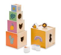 hauck Stack N Raise - Baby Stacking & Sorting Toy 1+ Years, Early Development & Activity Toy Trains Motor Skills & Hand Eye Coordination, Toddler Learning Toy Made of FSC® Certified Wood