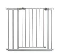 hauck Standard Pressure Fit Baby & Dog Gate Inclusive 9 cm Extension Silver | Adjustable Width 84-89 cm with Ajdusting Screws No Drilling, One-Hand & Two-Way Opening, Easy Install Indoor Door Gate