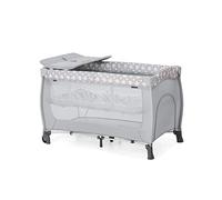 Hauck Travel Cot Set Sleep N Play Center for Babys and Toddlers from Birth up to 15 kg, 120 x 60 cm, Changing Table, 2nd Level, Wheels, Side Hatch, Foldable, Transport Bag (Teddy Grey)