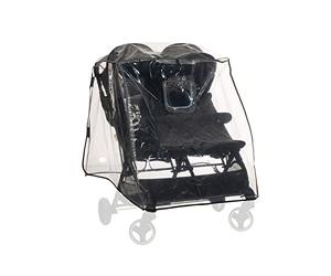 Hauck Universal Duo & Twin Puschair Rain Cover, Transparent - Fits Most Side by Side Pushchair & Stroller Seats, Waterproof & Durable, with Access Window, Reflective Trim, Foldable