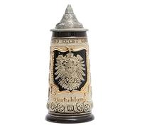 HAUCOZE Beer Stein Mug German Coats of Arms Drinking Viking Tankard with Petwer Lid for Birthday Gifts Men Father Husband 0.9 Liter