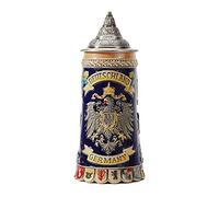 HAUCOZE Beer Stein Mug German Drinking Tankard Birthday Gift 0.6 Liter | Ceramic Coats of Arms Viking Oktoberfest Mugs with Pewter Lid, Collectible Home Bar Festival Decor for Men Father Husband