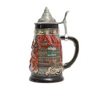 HAUCOZE Beer Stein Mug German Oktoberfest Drinking Viking Tankard with Petwer Lid for Birthday Gifts Men Father Husband 0.9 Liter