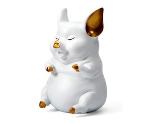 HAUCOZE Piggy Bank Coin Bank Pig Gifts Decor Modern Arts White 21cm