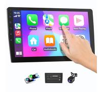 Haudio - 10.1" Dual Din CarPlay Wireless Screen for Cars, Apple CarPlay and Android Auto, GPS Navigation, Backup Camera, Bluetooth, FM, Voice Control, Mirror Link