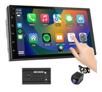 Haudio 7 Inch Double Din Wireless Car Screen for Apple CarPlay & Android Auto,with Backup Camera,Mirror Link, Bluetooth, Voice Control, GPS Navigation for All Cars |CarPlay Screen (RAM 2GB+ROM 64GB)