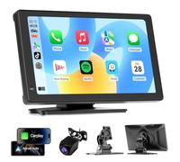 Haudio Car Stereo 7 Inch Carplay Screen for Apple & Android Auto, Portable Car Player with 1080P Rear Camera, Wireless Car Play with Voice Control & Mirror Link, Car Audio Touchscreen Fit All Vehicle