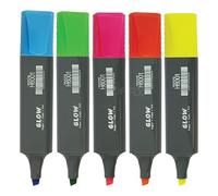 HauGlow Highlighter Pens, ASSORTED, Pack of 5, Chisel Tip (1-5 mm), Multipack, Fast-drying, Fluorescent Colour, Ideal for Highlight Mark Colour Sketch, School Office Home Everyday Use, iZOFAX