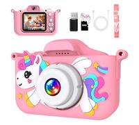 Hauibela Children's Digital Camera 1080P HD Screen, 20MP Dual Lens, 32GB TF Card, USB Card Reader, Pink, Ages 3-12, Christmas Toy