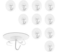 Haujieshie Clear Small Plastic Glass Window Sucker Hooks Suction Cup Hooks Waterproof Self Stick Hooks for Hanging Kitchen Bathroom(10PCS)