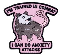 Haukea Funny Morale Patch Tactical Patch Hook and Loop Patches Sew on Embroidered Patches for Backpacks Bags Hats Jackets Vests & Dog Harness - Anxiety Attacks Opossum
