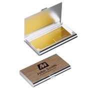 Hauleruee Personalised Business Card Holder,Custom Wood Business Card Cases with Your Logo/Text/Design/QR Code,Stainless Steel ID Cases,Name Cards Holders for Men/Women,for Travel/Work (Silver)