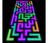 Haull 118 x 39 Inch Neon Light up Dance Floor Glow in The Dark Runner UV Reactive Blacklight Floor Aisle Runner Decor Wall Props for 80s 90s Neon Birthday Party Decorations(Labyrinth)