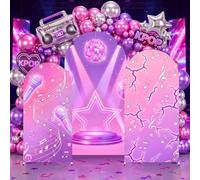 Haull 3 Pack Kpop Arch Backdrop Covers 6ft 6.6ft 7.2ft Kpop Themed Party Decorations Pink Purple Music Backdrop for Singer Themed Birthday Party Fans Concert Photo Booth Arches Background